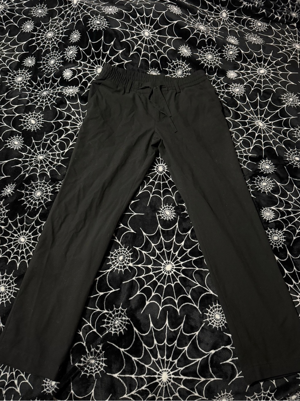 Zara Black Drawstring Straight-Leg Pants